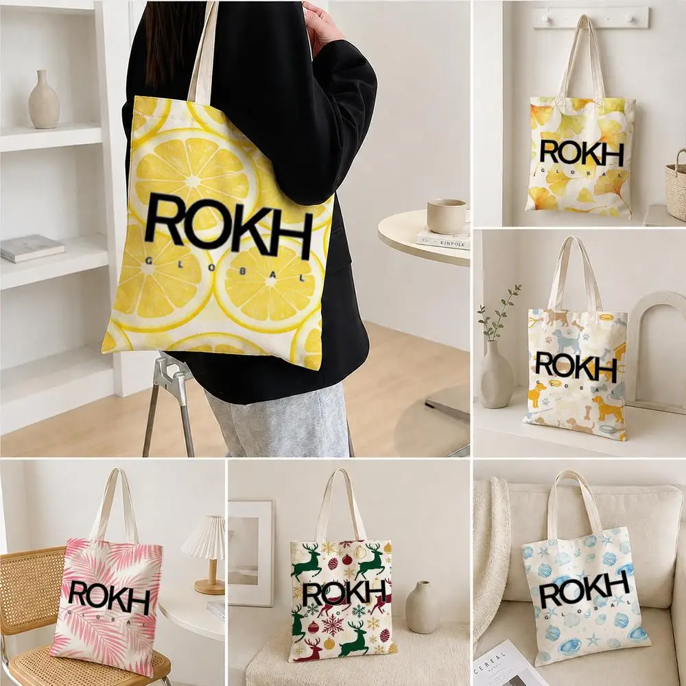 Designer Print Canvas Tote Bag fashion Rokh Storage Bags Trendy Fashion Pattern Streetwear Shoulder Bag Handbag