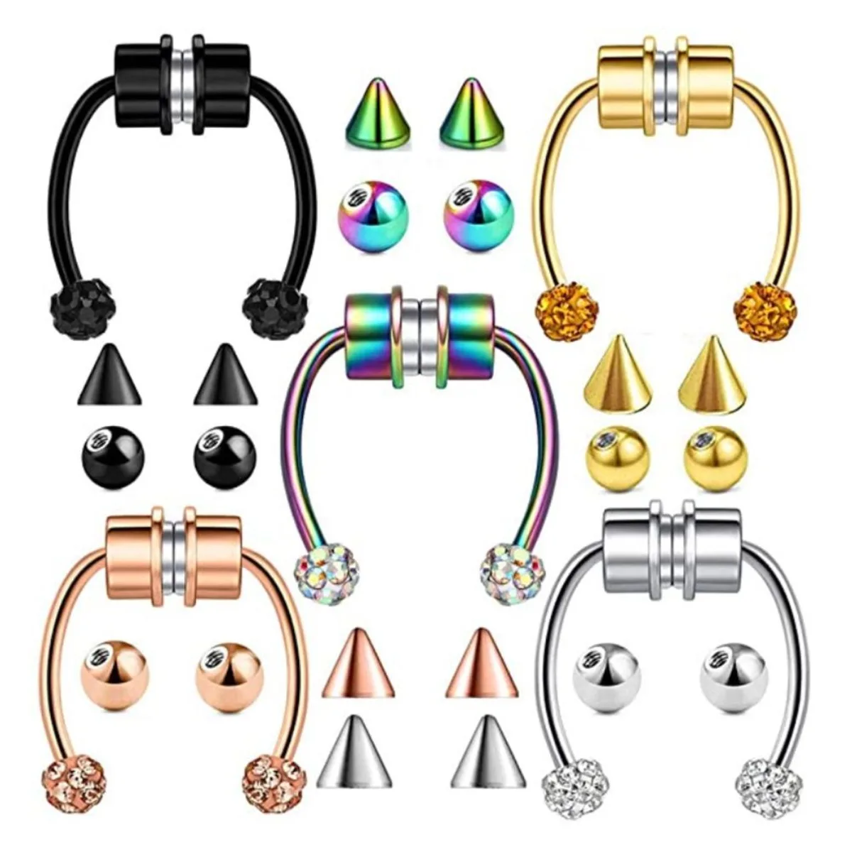 Fake Piercing Nose Ring Hoop Septum Non Piercing Nose Clip Rock HipHoop Stainless Steel Magnet Fashion Punk Body Jewelry Unisex