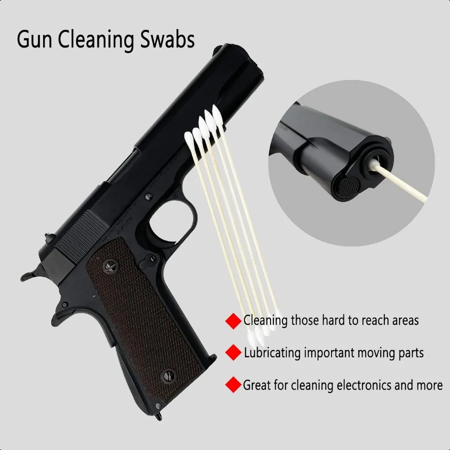 Tamponi per pulizia pistola in scatola di immagazzinaggio Tamponi di cotone lunghi 6 pollici Manico in bambù Applicatori con punta in cotone altamente assorbente per pistola Cle