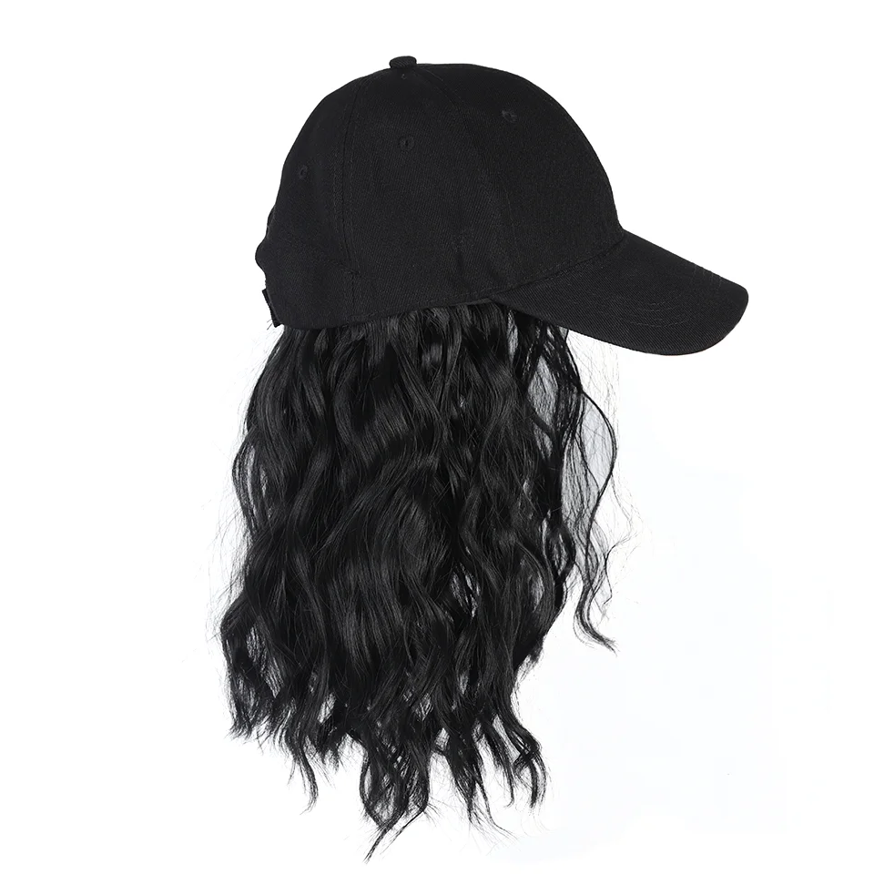 LUPU Synthetic Hat Wig for Women Wig Cap with Curly Hair Extensions Hat with Hair Wave Adjustable Baseball Hat Wigs