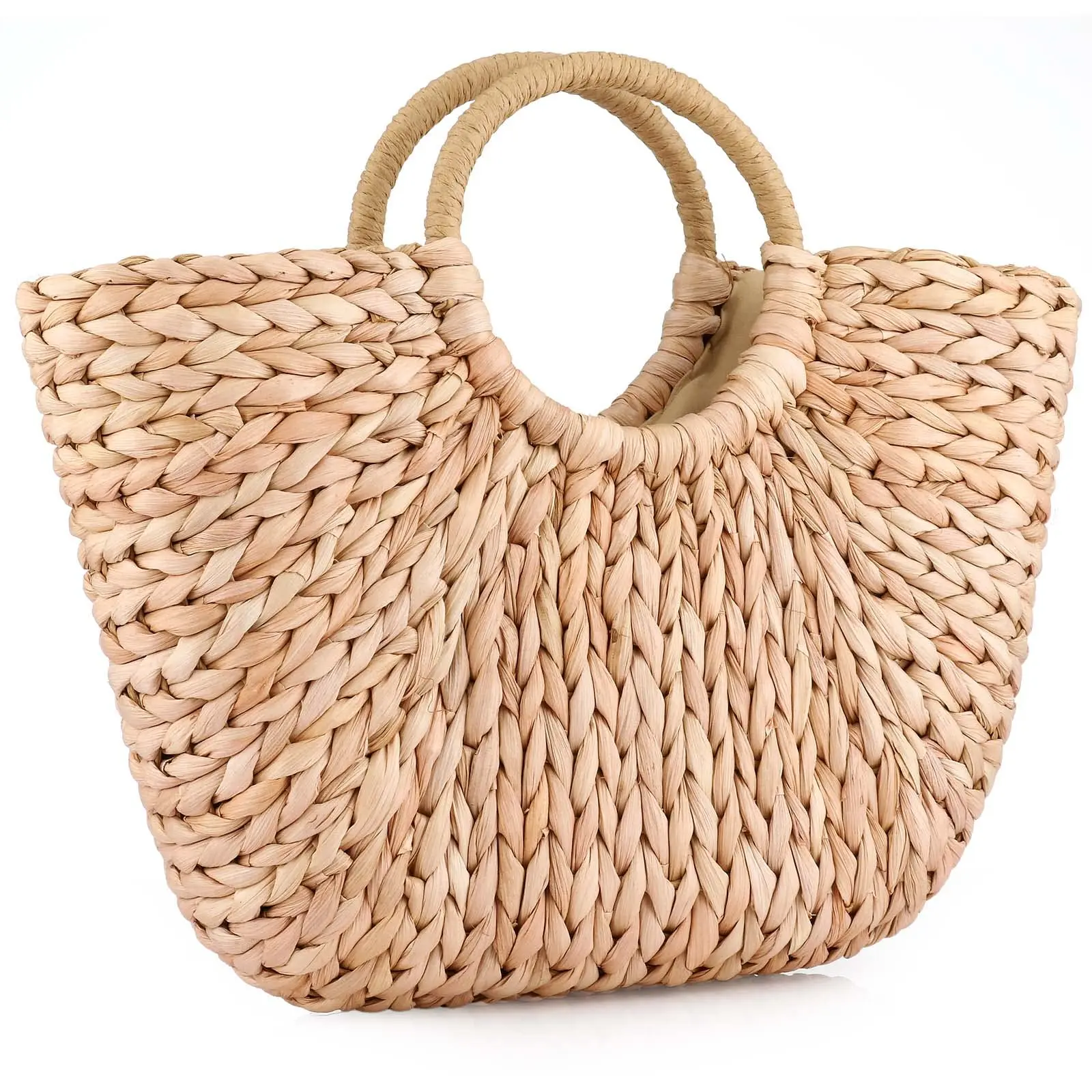 Imagem -02 - Bolsa do Rattan do Verão para Mulheres Mão-tecido Bolsa com Punho Superior Tote da Praia