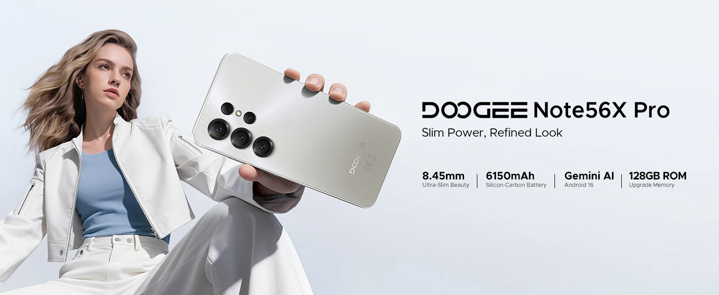Global Version DOOGEE Note56X Pro Smartphone Android 16 Gemini AI 6150mAh Battery 6.56'' Display Widevine L1 Mobile Phone NFC