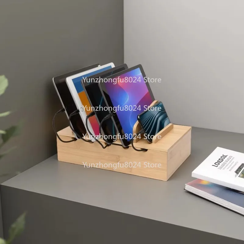 

Прямоугольная деревянная экологически чистая зарядная станция-органайзер для нескольких устройств, съемный разделитель для мобильных ноутбуков