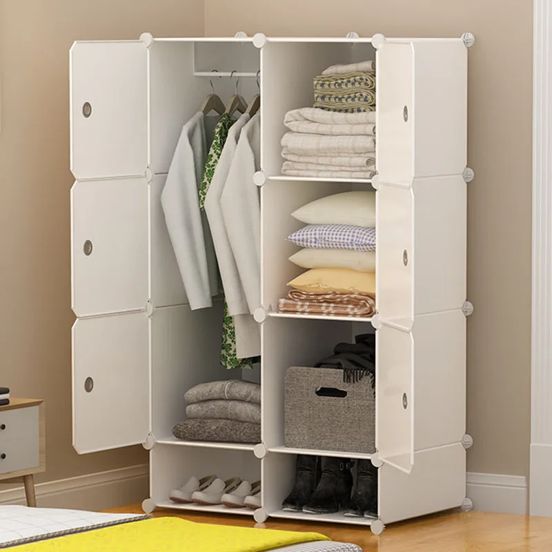 *-*Organizer Storage Wardrobe Bedroom Clothes Partitions Plastic Cabinet Open Display Wardrobe Modern  Home Furniture