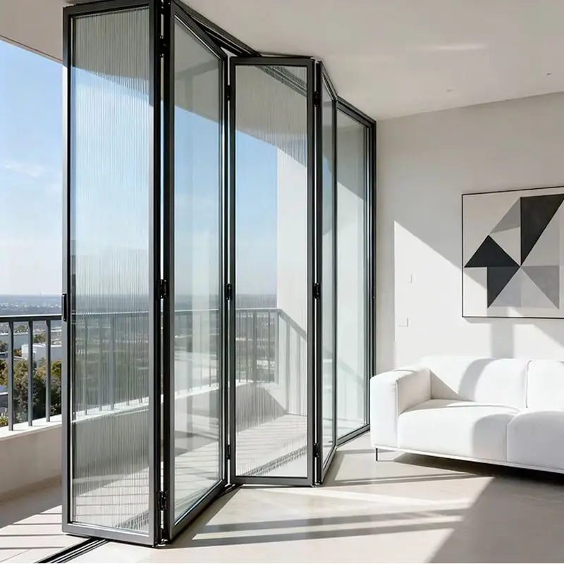 Personalized Customization Entrance Folding Door Anti Theft Design Accordion Folding Doors Sound Insulated Stacking Doors