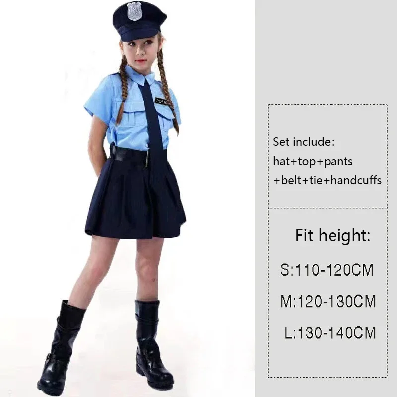 Costume Cosplay de policier pour enfants, uniforme de police pour garçons et filles, vêtements de policier de l'armée