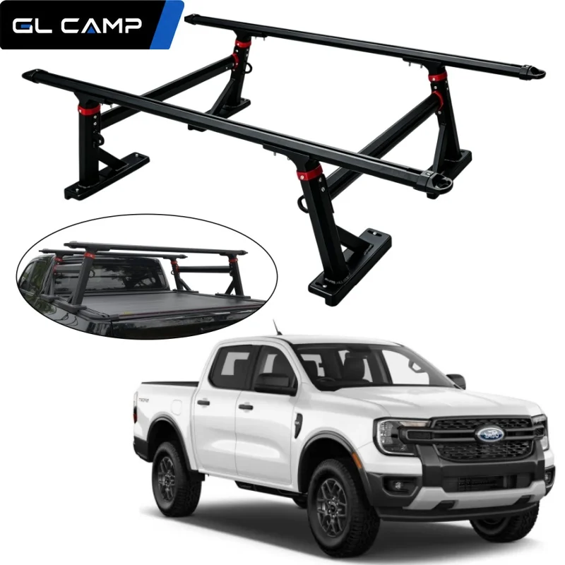 For 4x4 Pickup Universal Adjustable Rear Tub Rack Aluminium Track Bed Rack for 2024 2025 2026 Next Gen Ford Ranger Raptor Wild