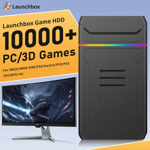 게임 HDD Launchbox 3TB 게임 콘솔 Win8/10/11용 XBOX/XBOX ONE/PS2/PS4/Switch/WiiU용 에뮬레이터 32개가 포함된 10000개 이상의 게임 내장