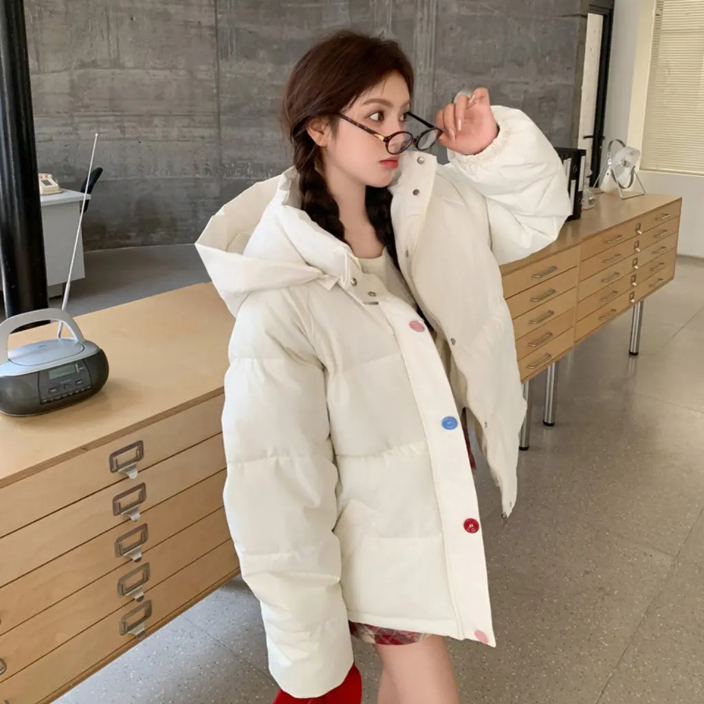 

Women's Pink Cotton Jacket Short Thickened Winter Outerwear New Style Female Clothing Cotton Parka Coat