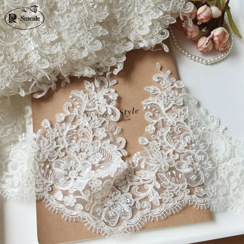 Car Bone Lace Trimmings for Sewing, Luxury Beading, High-end Wedding Dress, Veil Accessories, 20cm Wide, RS1086