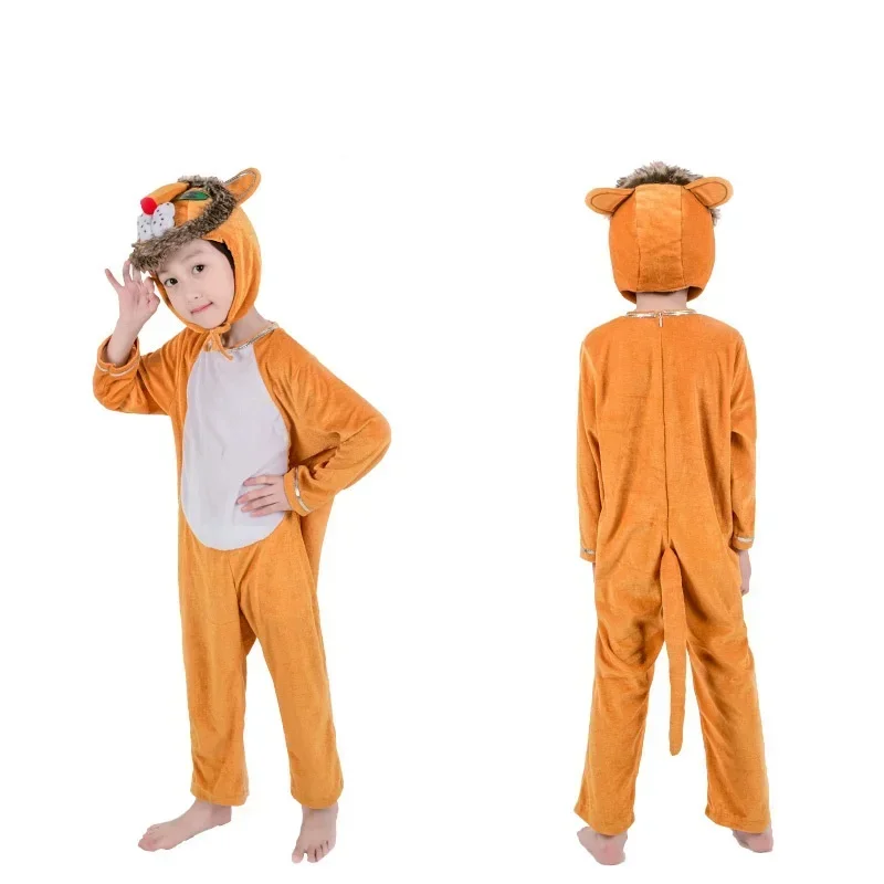 Boy Girl Animal Wolf Tiger Lion Spider Cosplay Costume Kids Cartoon Animal Performance Costume Halloween Party Cosplay Jumpsuit