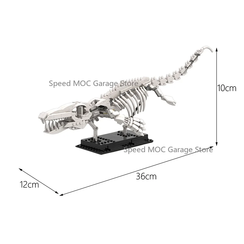 High-Detail Prehistoric Marine Reptile Skeleton MOC Building Blocks Set - Dinosaur Fossil Display Model