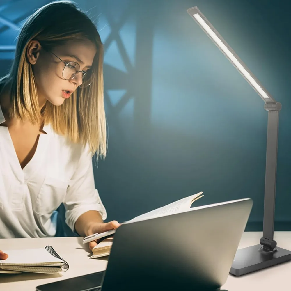 قابلة للشحن لمبة مكتب LED مصابيح مكتبية اللمس مكتب مصابيح للمنزل مكتب العناية بالعين لمبة مكتب عكس الضوء مصباح مكتبي مع منفذ USB T