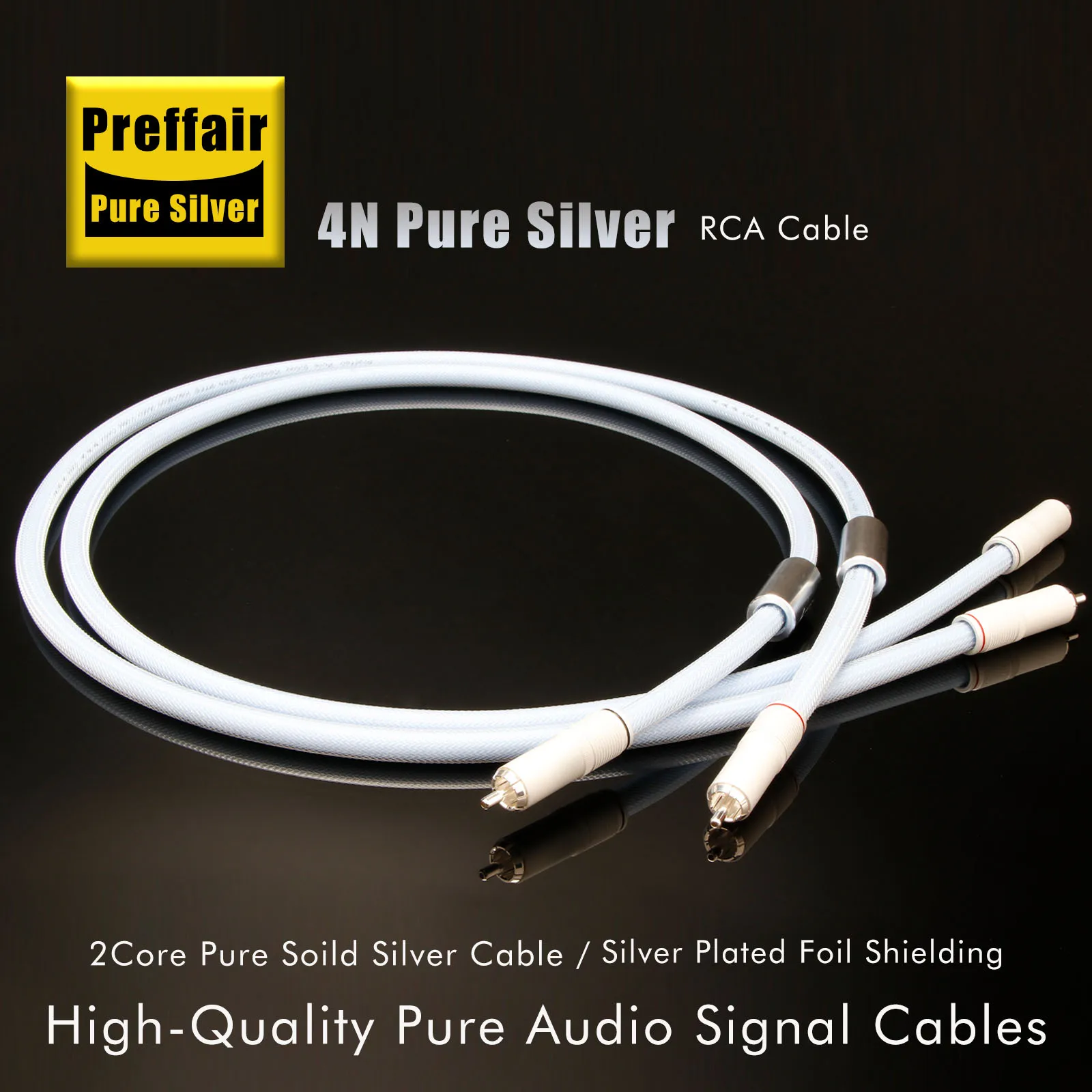 Preffair X458 XLR/RCA Interconnect Wires 1 Pair HiFi 4N Pure Silver Audio Cable 99.998% Ag, PTFE Insulation for AMP/CD/Mixer