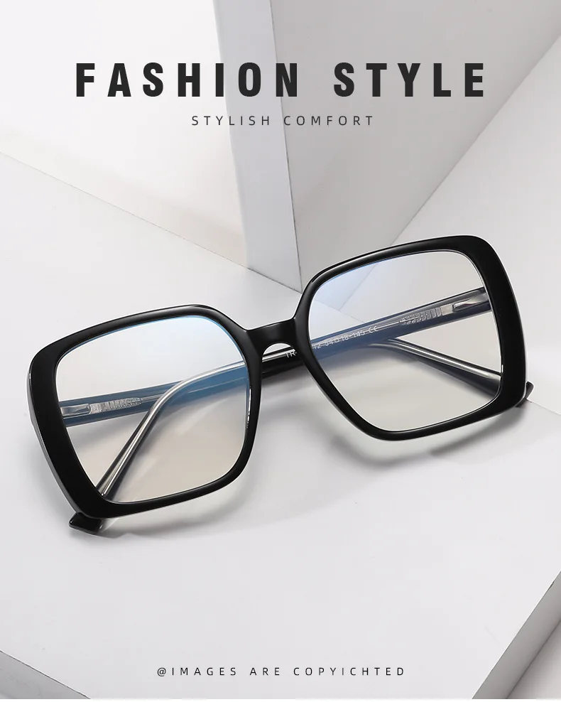 Luxus Vintage transparente übergroße quadratische Lesebrille Frauen Computer Brille Anti Blaulicht Brille Presbyopie Brille – Detail 8