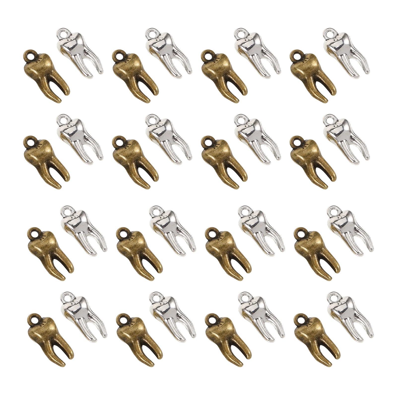 

60pcs Teeth Charms Jewelry Pendant Ornaments Zinc Alloy Craft DIY Keychain Bracelet Earring Accessories Mini Novelty