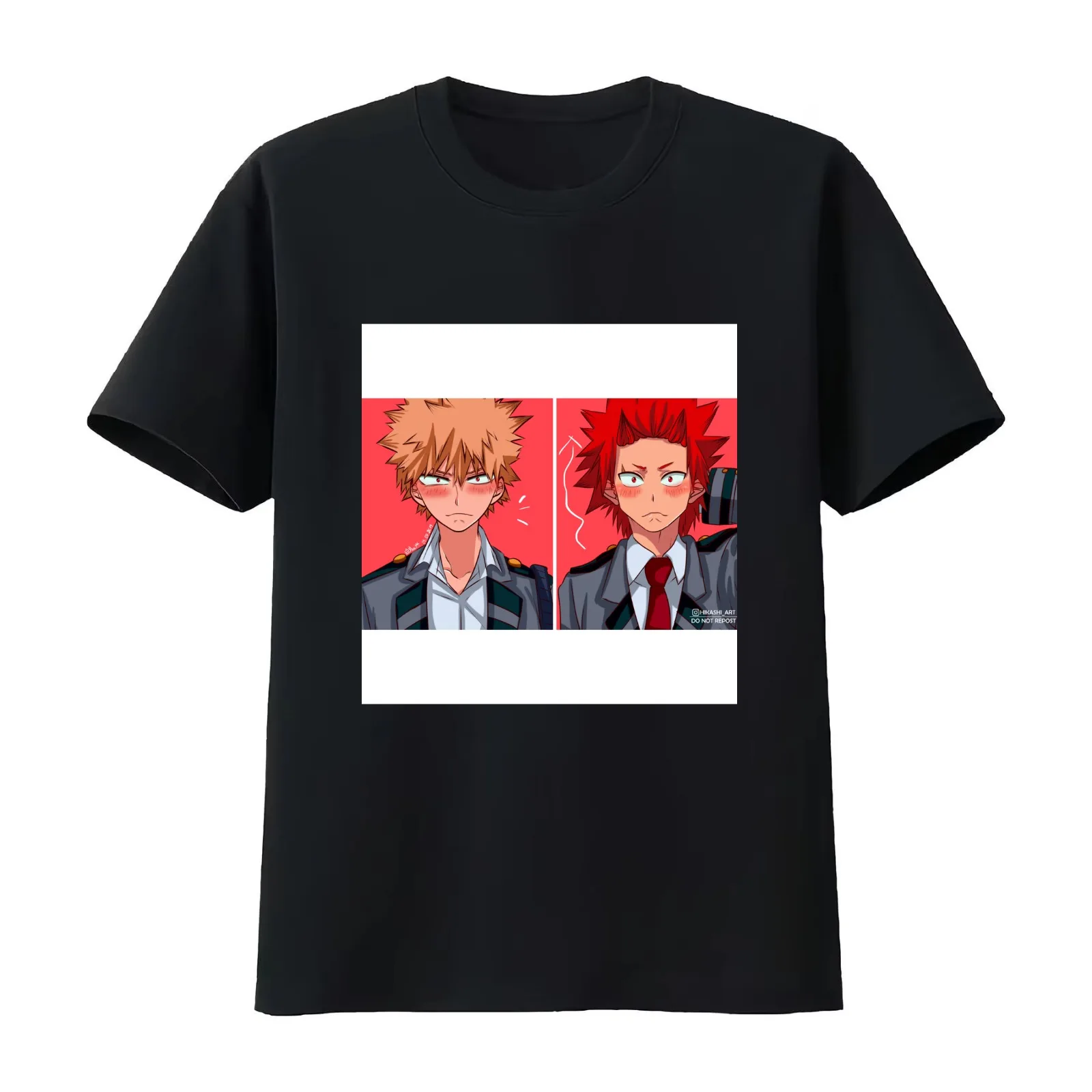 kiribaku blush T-Shirt Summer Casual Cotton Tee Oversized Streetwear Tops Vintage Graphic Print Loose Fit Short Sleeve