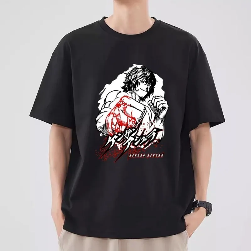 Bilibili Kengan Ashura T Shirt Men Couple Combination Clothes Short Sleeve Collar Fashion T-shirt Women Cotton