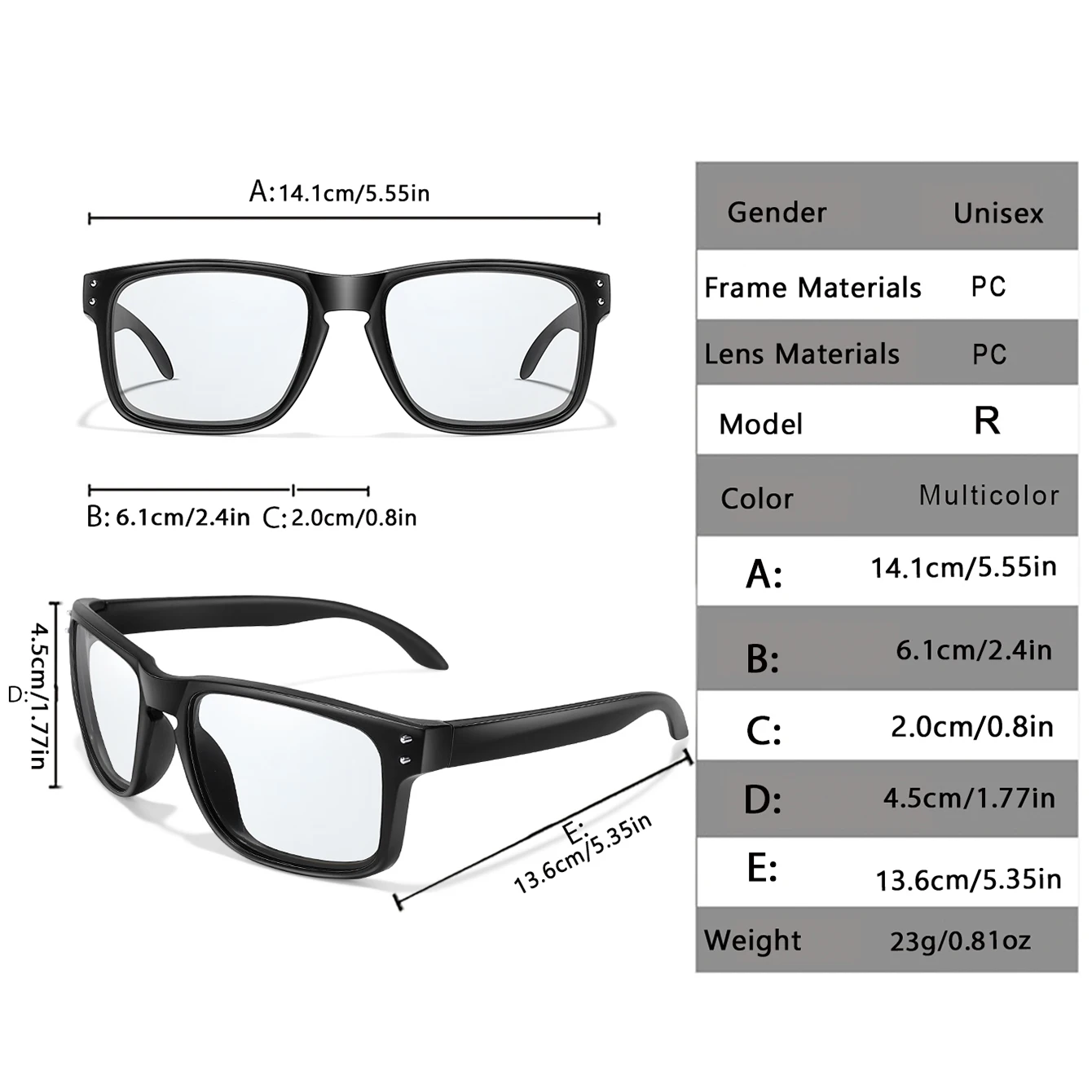 Outdoor Sports Photochromic Sunglasses Men Women Cycling Mtb Bicycle Eyewear Square Windproof Simple Classic Goggles