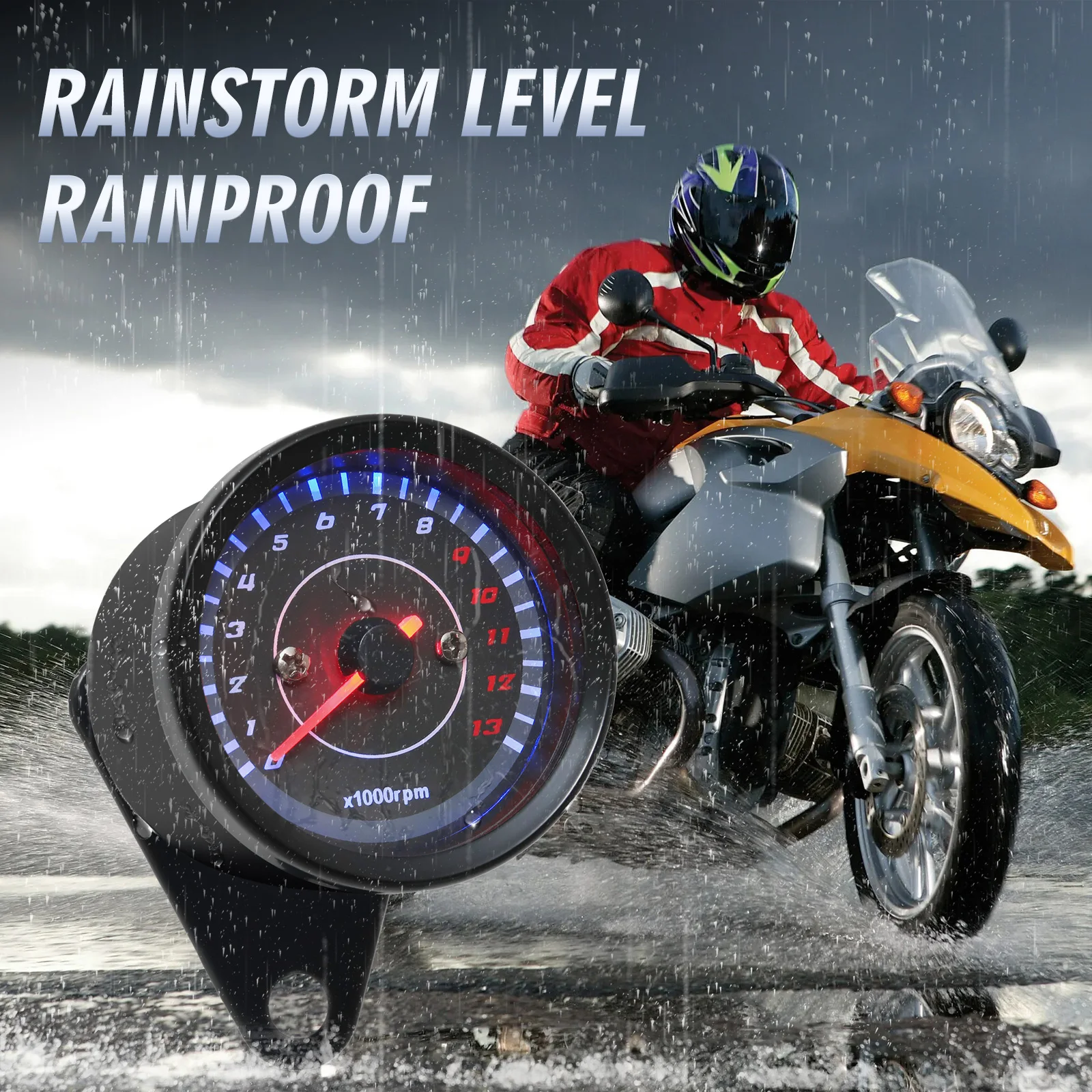 0-13000 RPM Digital pointer Gauge 12V Universal Motorcycle Tachometer Tach Meter wth LED Backlight