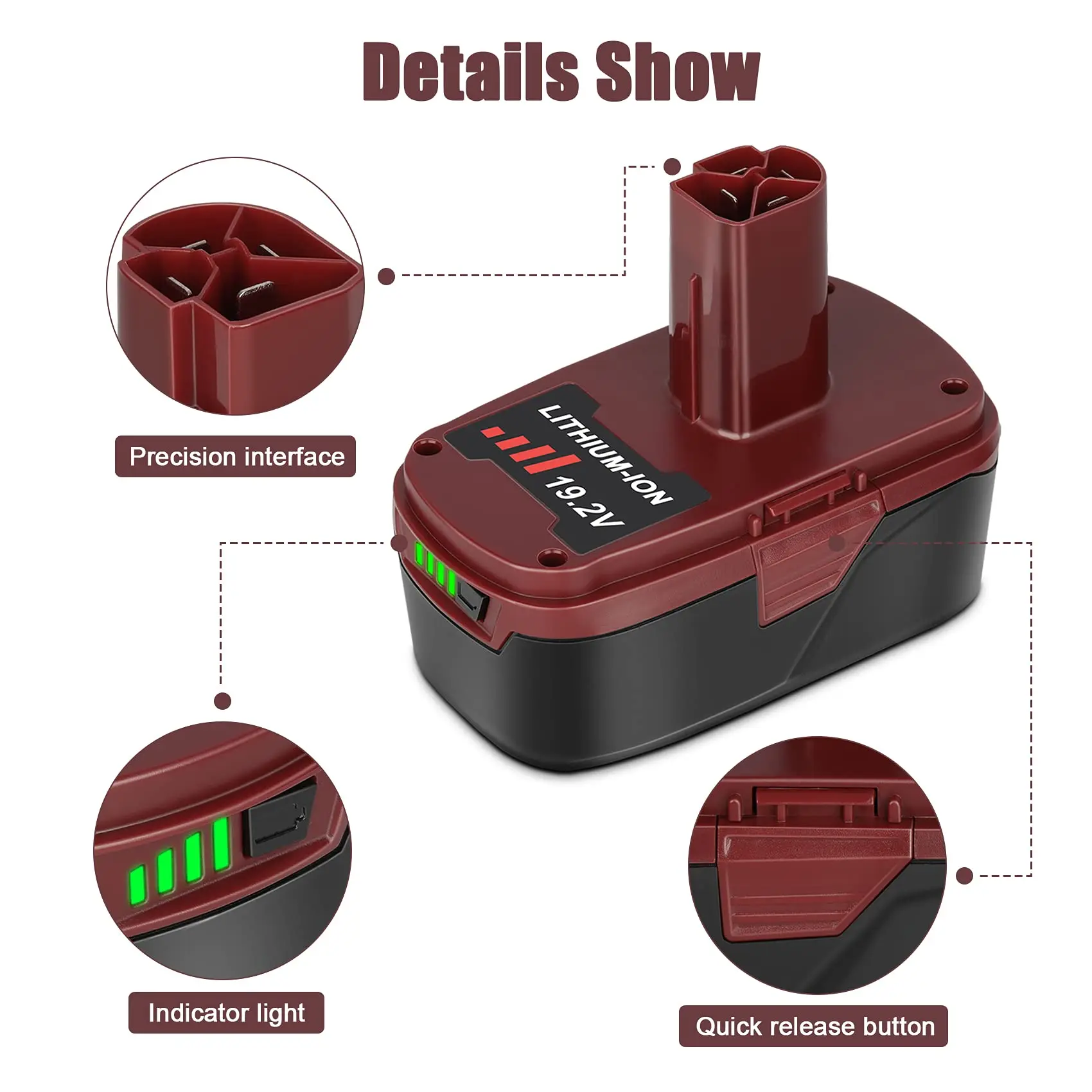 2Pack 6.0Ah 19.2 V Lithium ion C3 Battery Pack for Craftsman DieHard XCP 130279005 130279017 315.113753 315.115410 315.11485