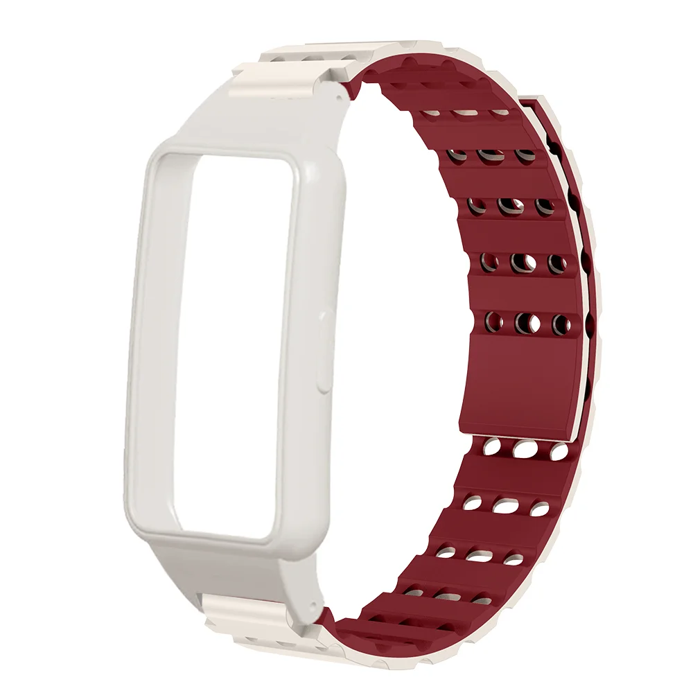 

Quick Release Magnetic Strap+Soft Protective Case For Honor Band 6/7 Huawei Band 6/6NFC/6Pro Breathable Air Hole Sport Band
