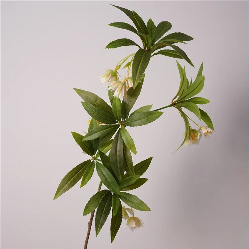 2 pz/lotto simulazione pianta verde rami di Banyan sentire foglie per la decorazione della tavola da pranzo di casa piante finte festa di nozze floreale