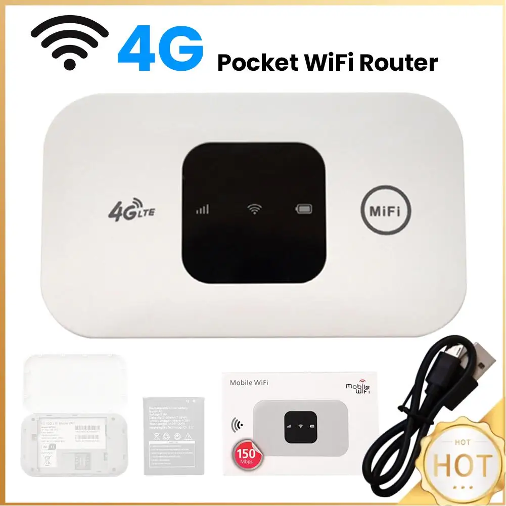 

4G Pocket WiFi Router 2100mAh Mobile Hotspot with SIM Card Slot Wireless Modem Wide Coverage 4G Wireless Router