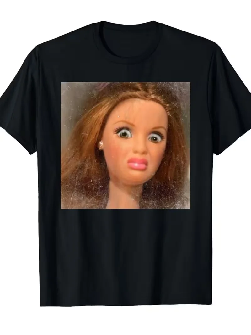 Funny Disgusted Face Meme Men's T Shirt Women Cotton Tee Oversized Summer Spring Novelty Gen Z Brainrot Loose Streetwear Top