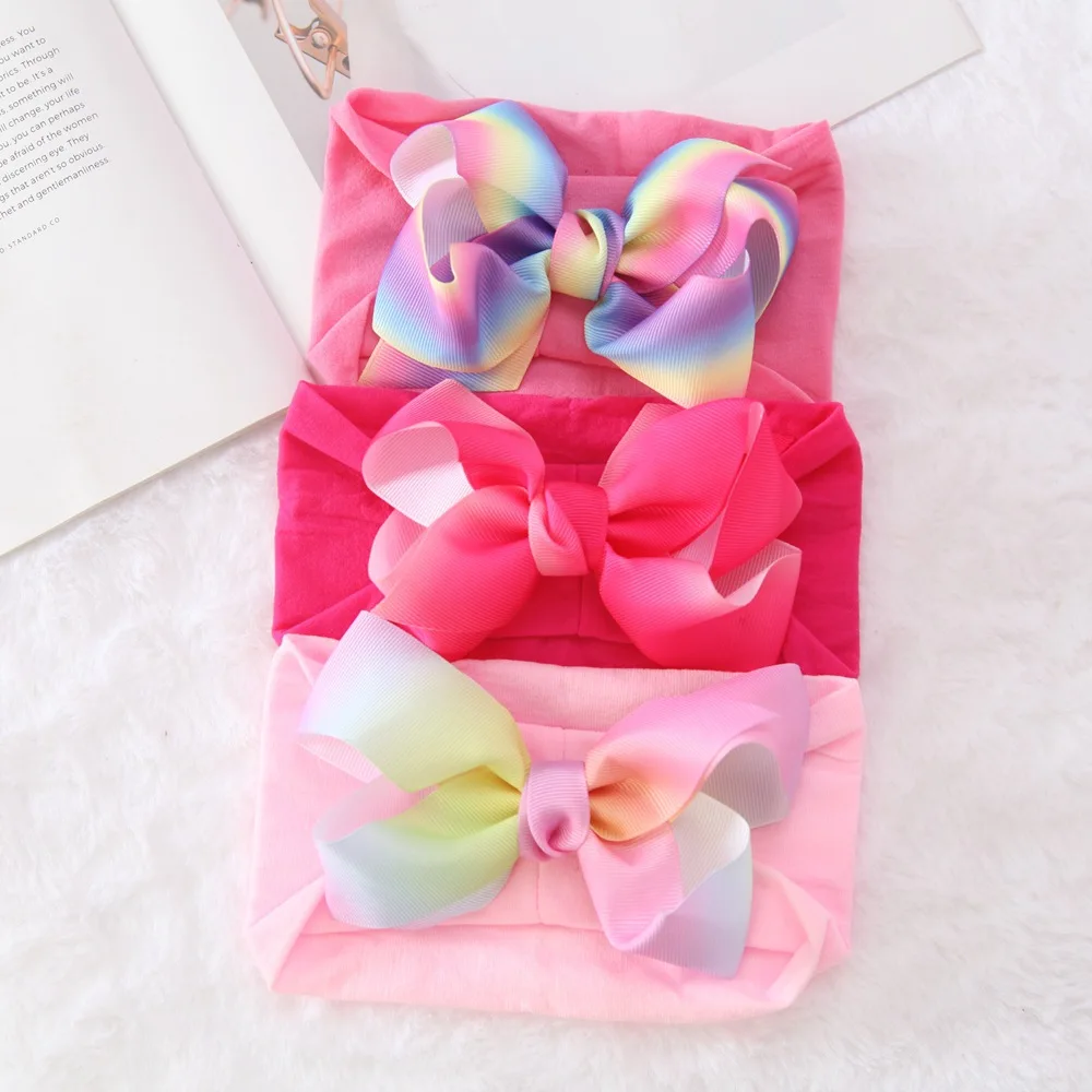 Baby Girl Headband Infant Hair Accessories Bows Newborn Headwear Rabbit Ear Elastic Gift Toddler Bandage Ribbon Soft Bowknot