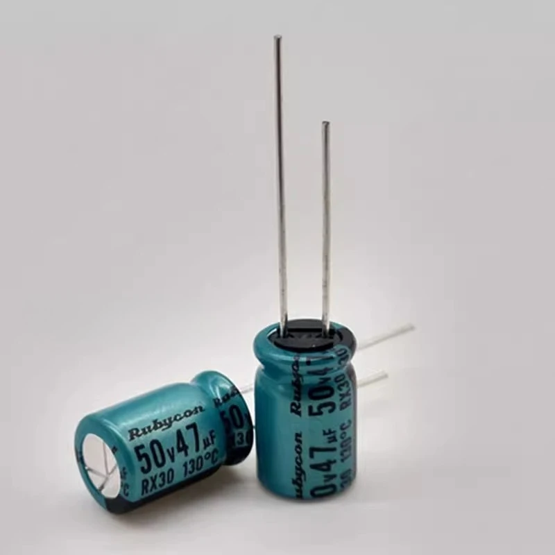 10PCS  47UF50V Rubycon 50v47uF Aluminum electrolytic capacitor RX30 can withstand high temperatures up to 130 degrees Celsius