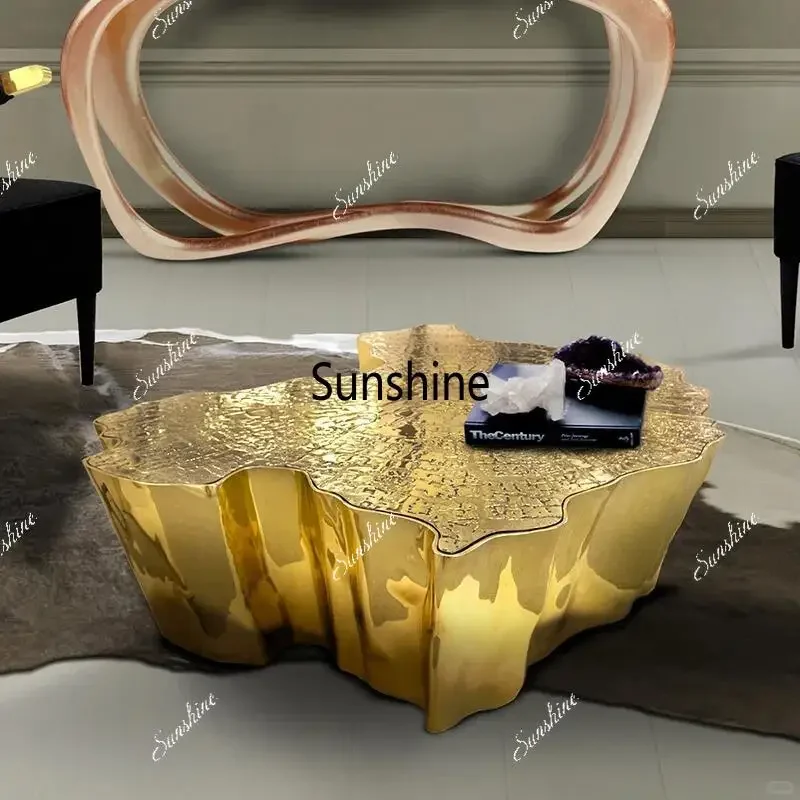 YItalian light luxury fiberglass, living room small apartment art design, irregular, coffee table combination