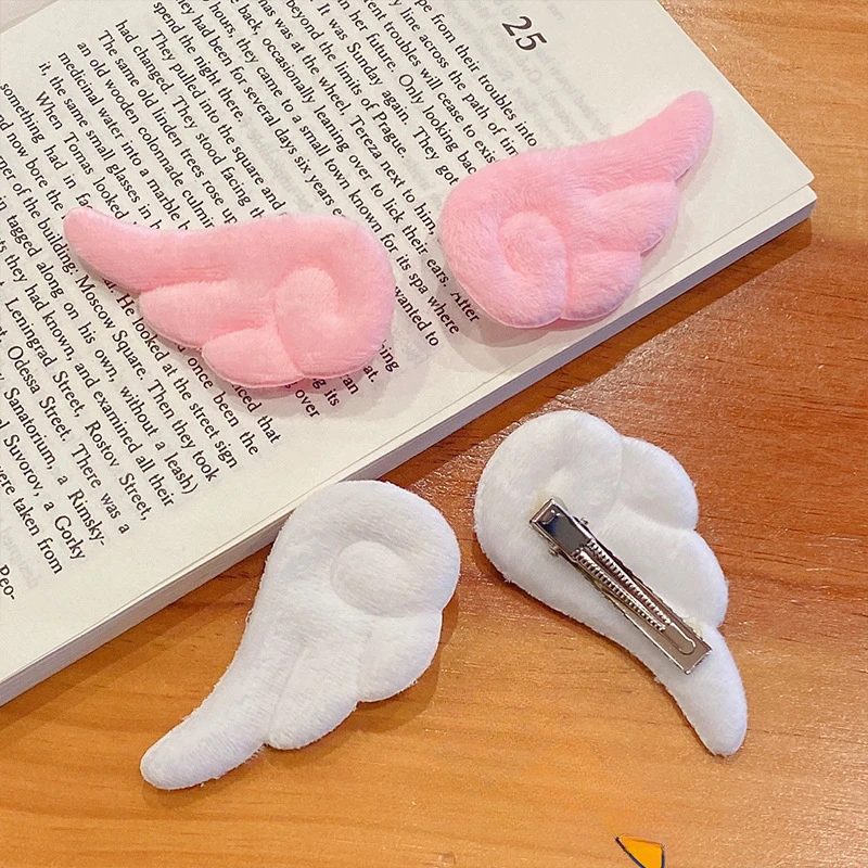 2pcs Angel Wings Super Cute Angel Wing Plush Hairpin Girl Hair Clip Accessories Barrettes Hairgrip Headdress Headwear Hairclip