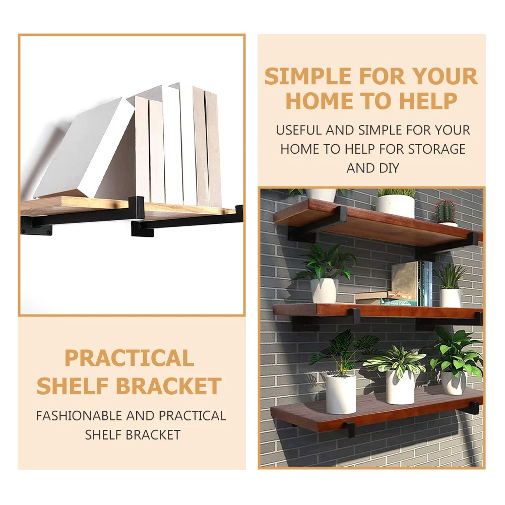 

4Pcs Shelf Bracket High Strength Iron Clapboard Brackets for Wall Shelf Bookshelf DIY Support Iron Storage Bracket