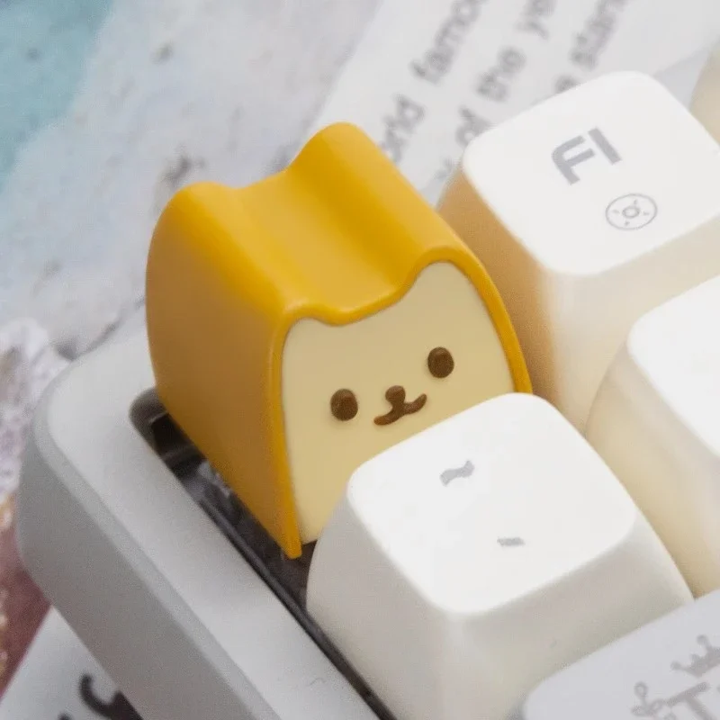 Bread Puppy Theme Keycaps Resin Artisan Keycaps for Mechanical Keyboard Accessories Cute Re-ment Custom Keybpard Caps MX Switch