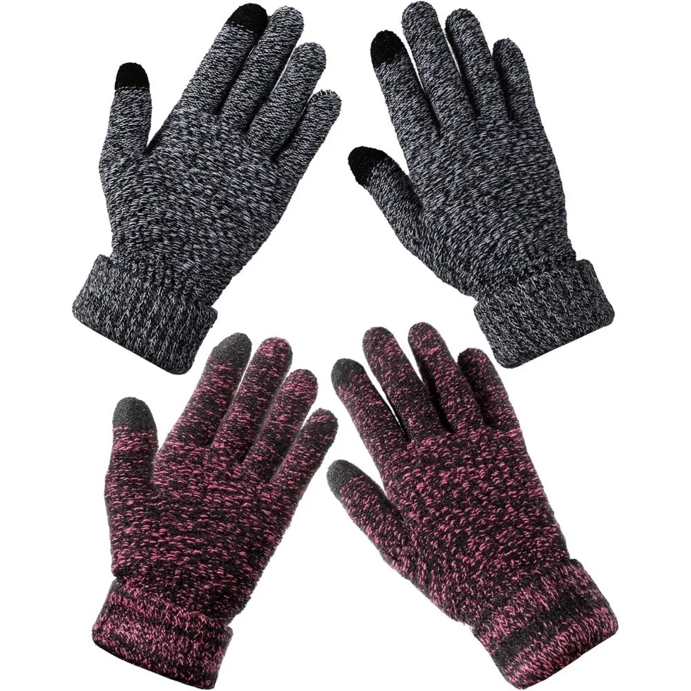 قفازات نسائية شتوية تعمل باللمس، قفازات رسائل شتوية ناعمة دافئة مبطنة بالصوف المرن #1
