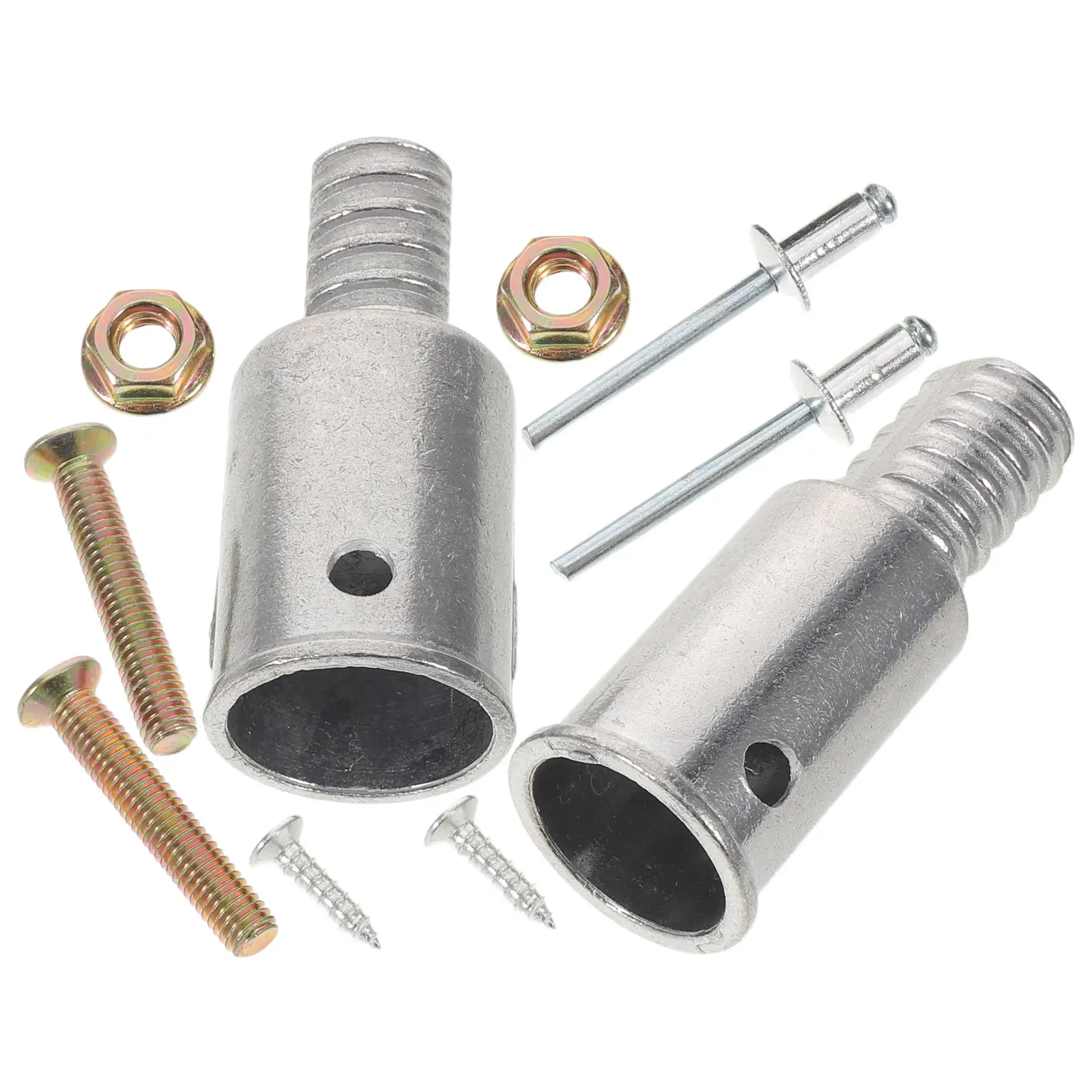 2Sets Aluminum Alloy Extension Pole Adapter Tips Threaded Mop Broom Brush Handle Replacement for 22Mm 25Mm Poles Metal Threaded