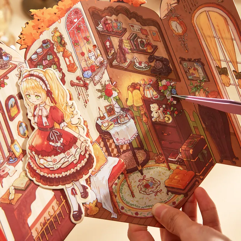 

Kawaii 3D Folding Cartoon Miniature Scene Stickers Creative DIY Pocket Cabin Stickers Hand Stacking Game Scrapbook Stickers