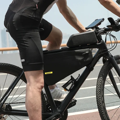 Imagen 2 del producto Rhinowalk-bolsa triangular para bicicleta, bolsa para marco de alta capacidad, 4L, impermeable, bolsa para tubo de cuadro de bicicleta, bolsa para herramientas de ciclismo, accesorio para bicicleta