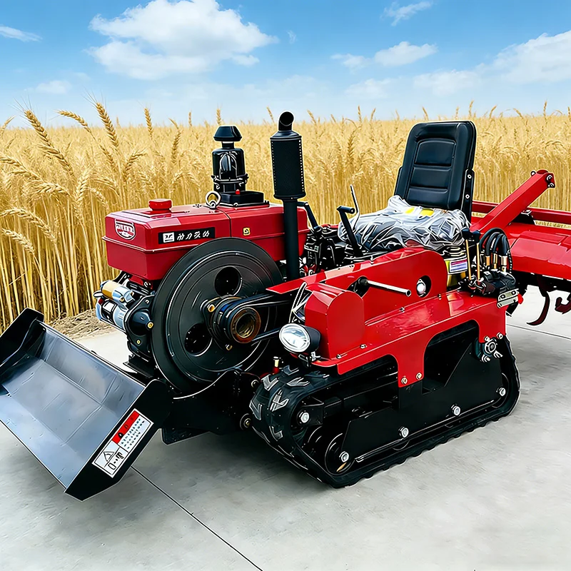 

Customized Full Terrain Crawler Tractor Mini Cultivator Rotary Tiller With Farm Implements