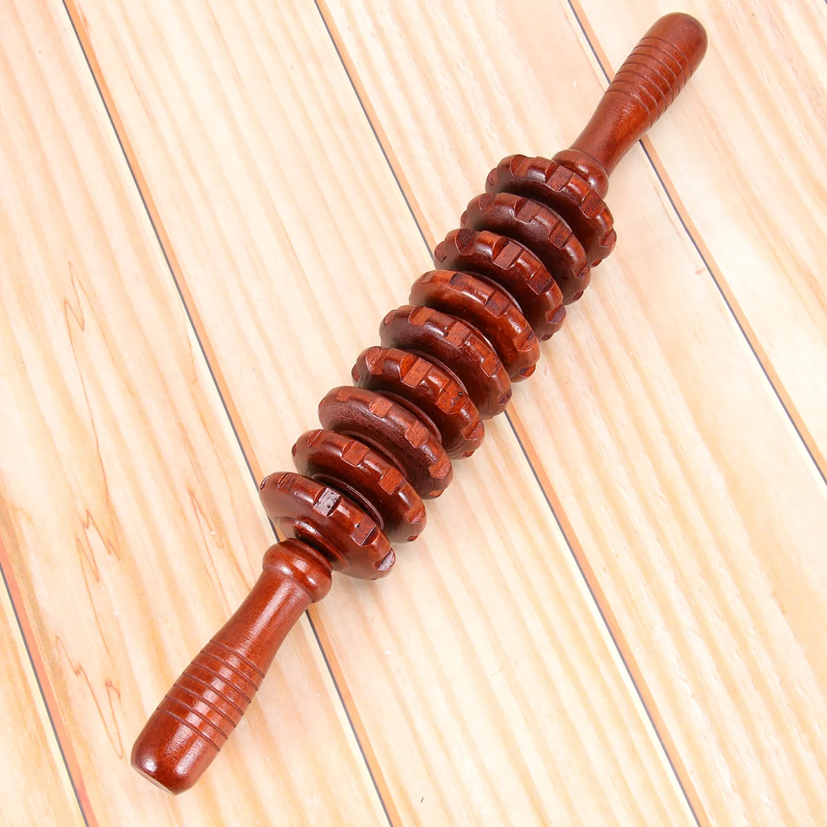 

Wooden Roller Massager Dark Red High-Density Wood Full Neck Shoulder Relief Tool Yoga Relax Rod Wheel Stick