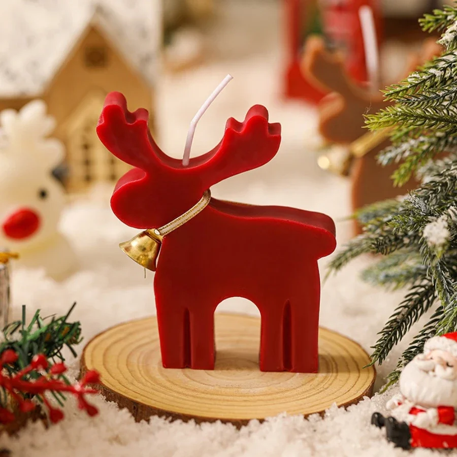 1 Duftkerzen mit rotem Hirsch, kreative Kerzen mit festlicher Atmosphäre aus Weihnachtselch, Partydekorationen, Souvenirgeschenke