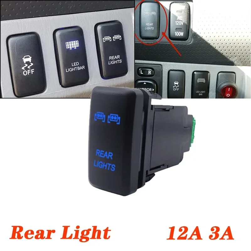 

12W 3V REAR LIGHTS Push Button Switch for Toyota Tacoma Tundra 4Runner Land Cruiser Hilux FJ Cruiser Fortuner Highlander