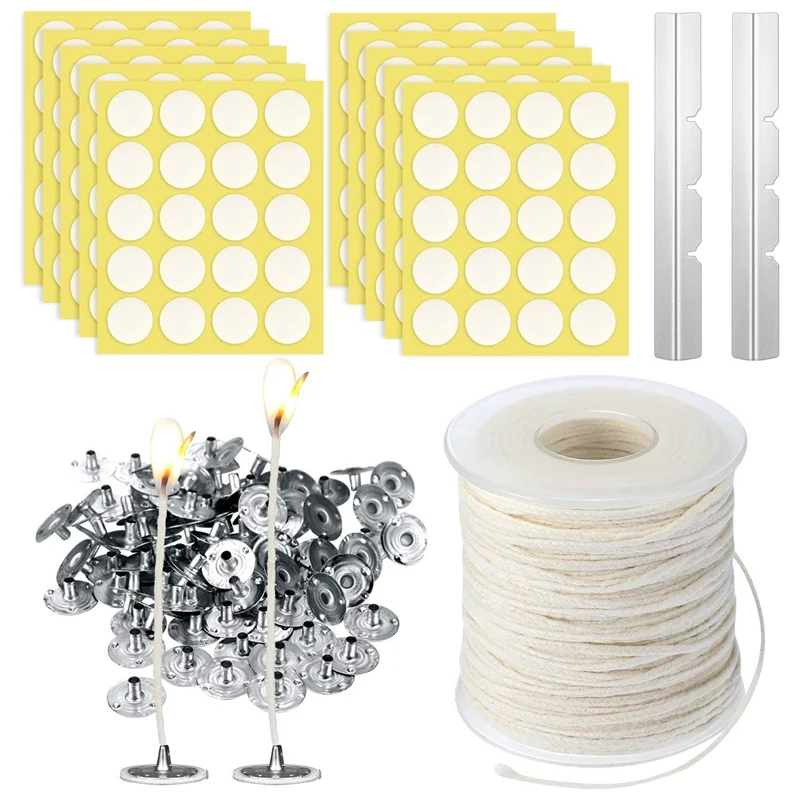 Candle Making Kit,Braided Wick,Wick Sustainer Tabs,Wick Stickers,Candle Wicks Holder For DIY Handmade Candle Making Kit