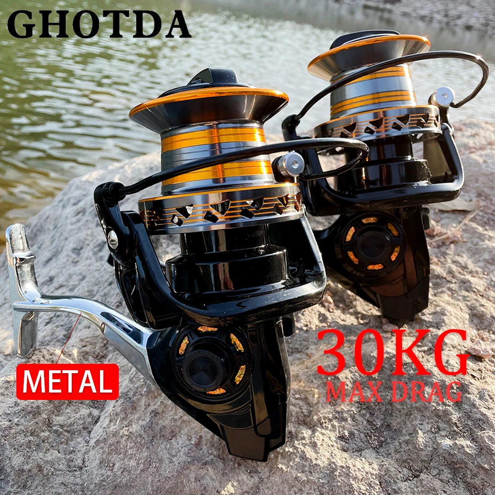 Long Shot Jigging Spinning Reel 9000/10000/12000 Series Surf Fishing Wheel 66lb Max Drag Saltwater Big Trolling Reel Metal Feet