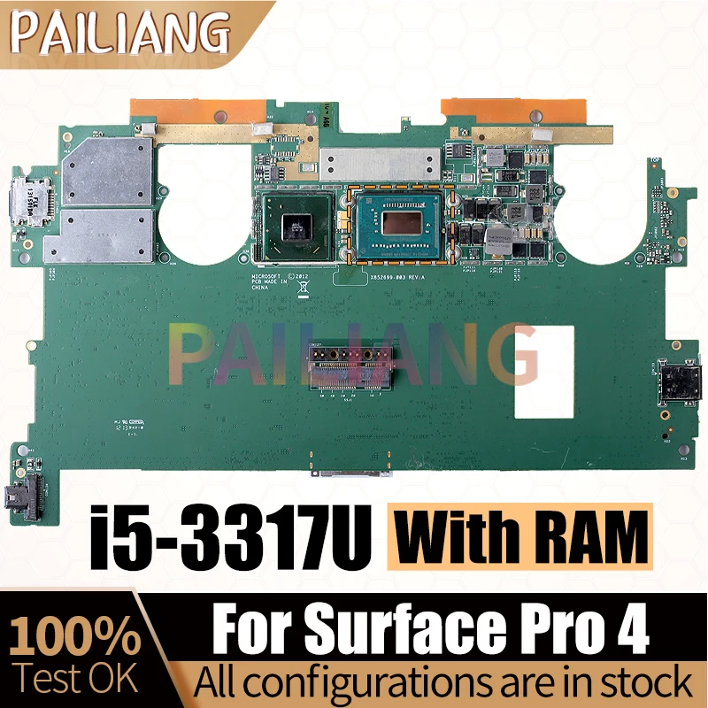 For Surface Pro 4 Laptop Mainboard X852699-003 SR0N8 i5-3317U With RAM Notebook Motherboard Full Test