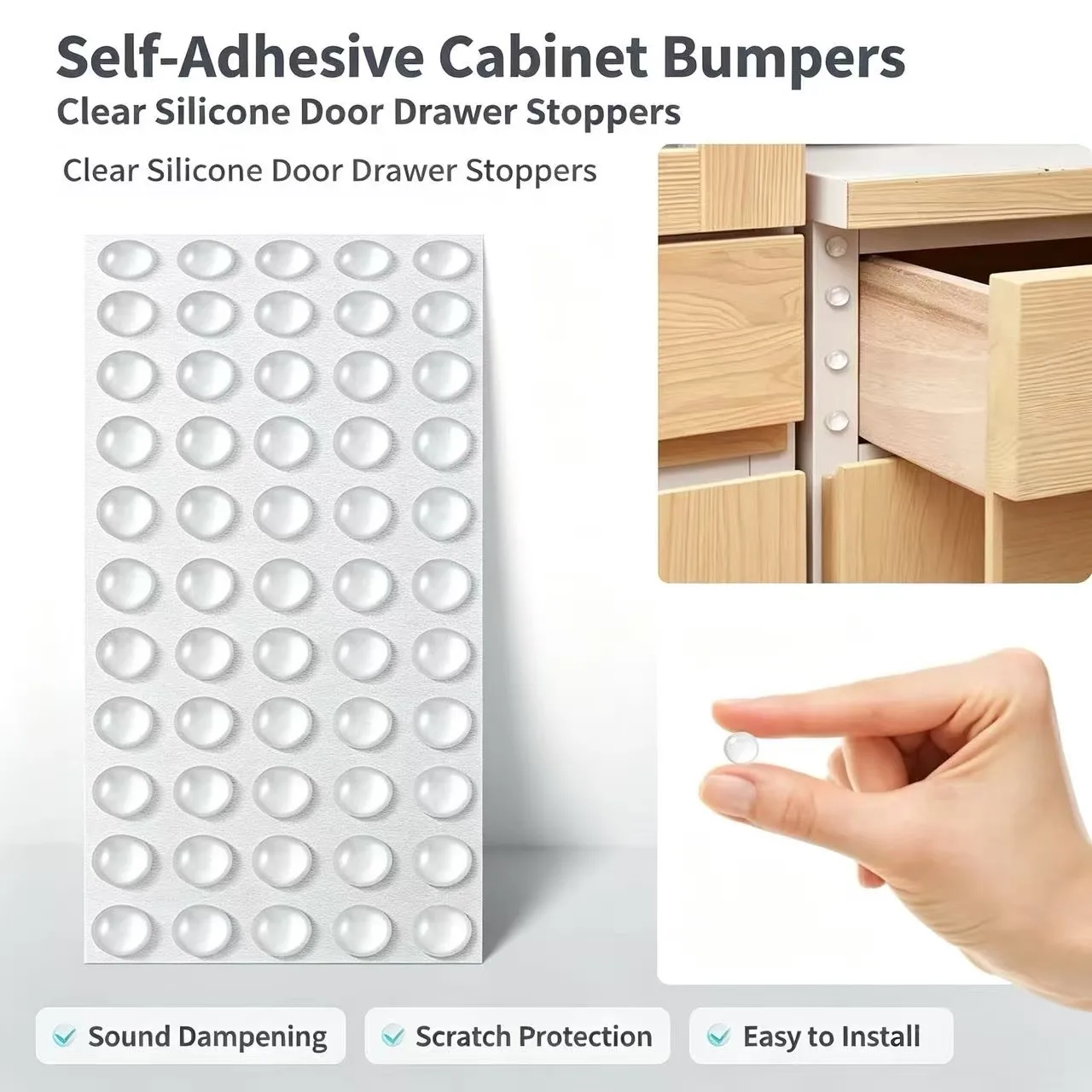 100Pcs Self Adhesive Door Stopper Rubber Damper Buffer Silicone Furniture Pads Cushion Protective Bumpers for Cabinets