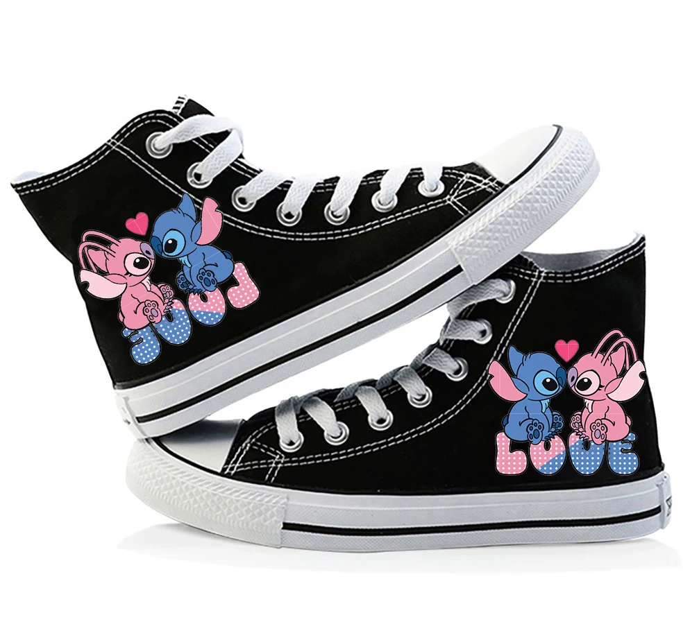 Lilo Stitch Canvas Sneakers High Top Canvas Shoes Cute Cartoon Shoes Summer Fashion Casual Sports Streetwear Sneakers