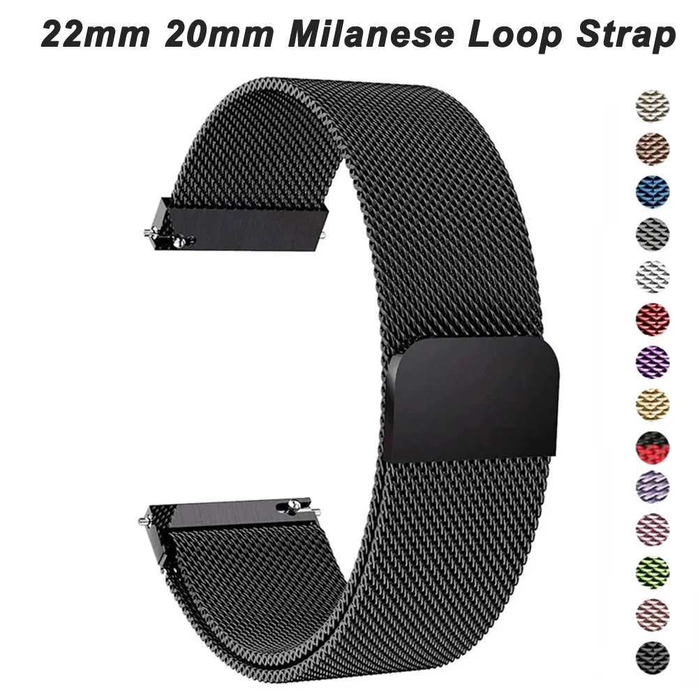 18mm 20mm 22mm Milanese Strap for Samsung Galaxy Watch 6 5 4 40 44mm Band Active 2 Gear S3 for Amazfit Bip for Huawei 4Pro GT4