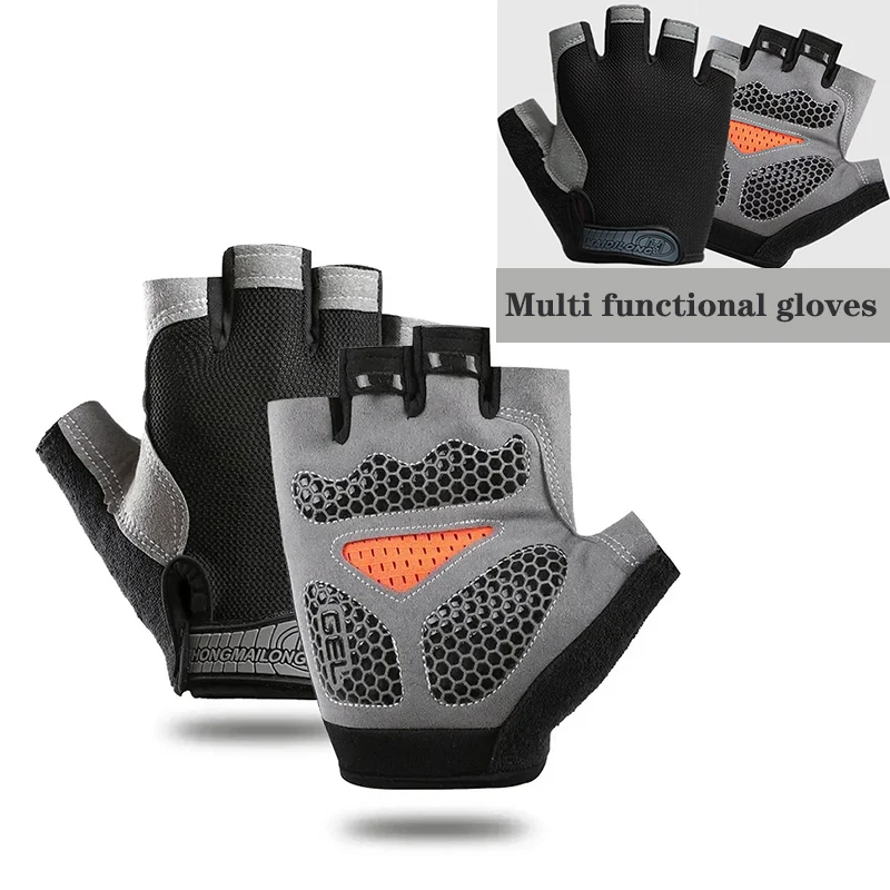 Motorcycle Anti Slip Shock Breathable Half Finger Gloves Cycling Gloves Breathable Fitness Exercise Sports Camping hiking gloves